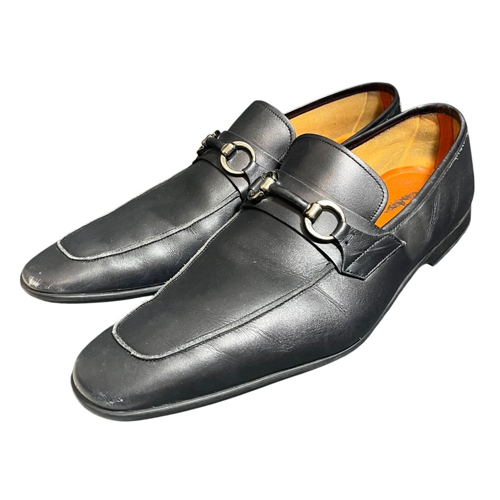 Magnanni Horse Bit Loafers Mens 12 Black Leather Dress Shoes Spain Neiman Marcus